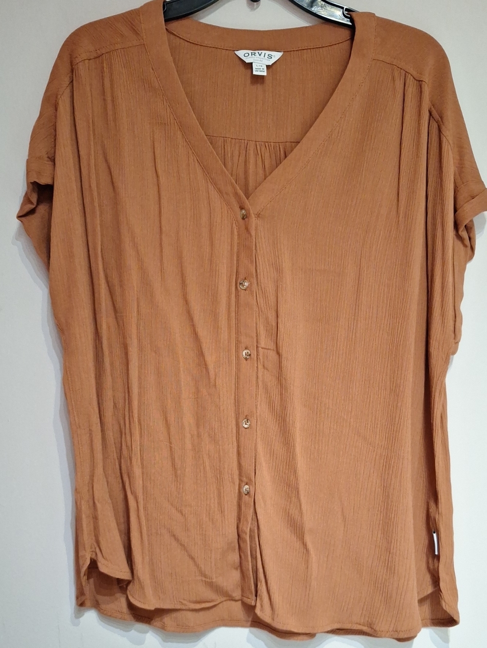 Orvis Women's Rust-Tone Short Sleeve Button Front Top